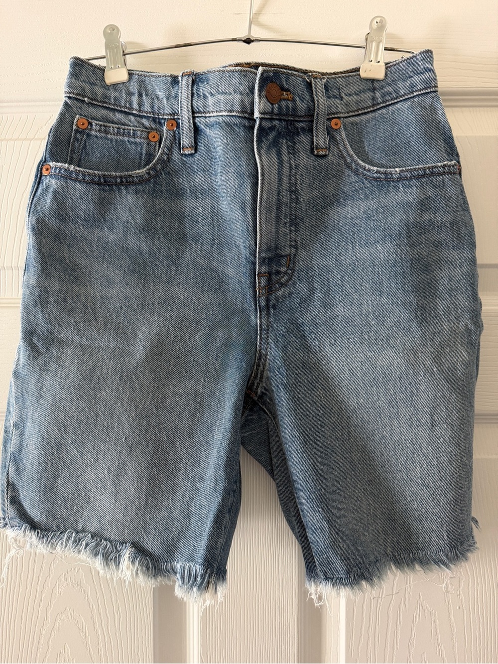 Madewell Light Blue Bonet Wash High-Rise Mid-Length Denim Jean Shorts